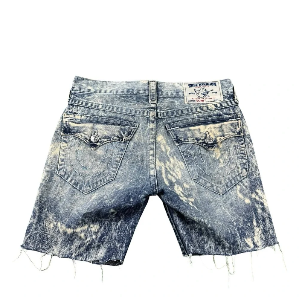 True Religion Bleach Wash Distressed Mens Jean‎ Short Size 30 Excellent